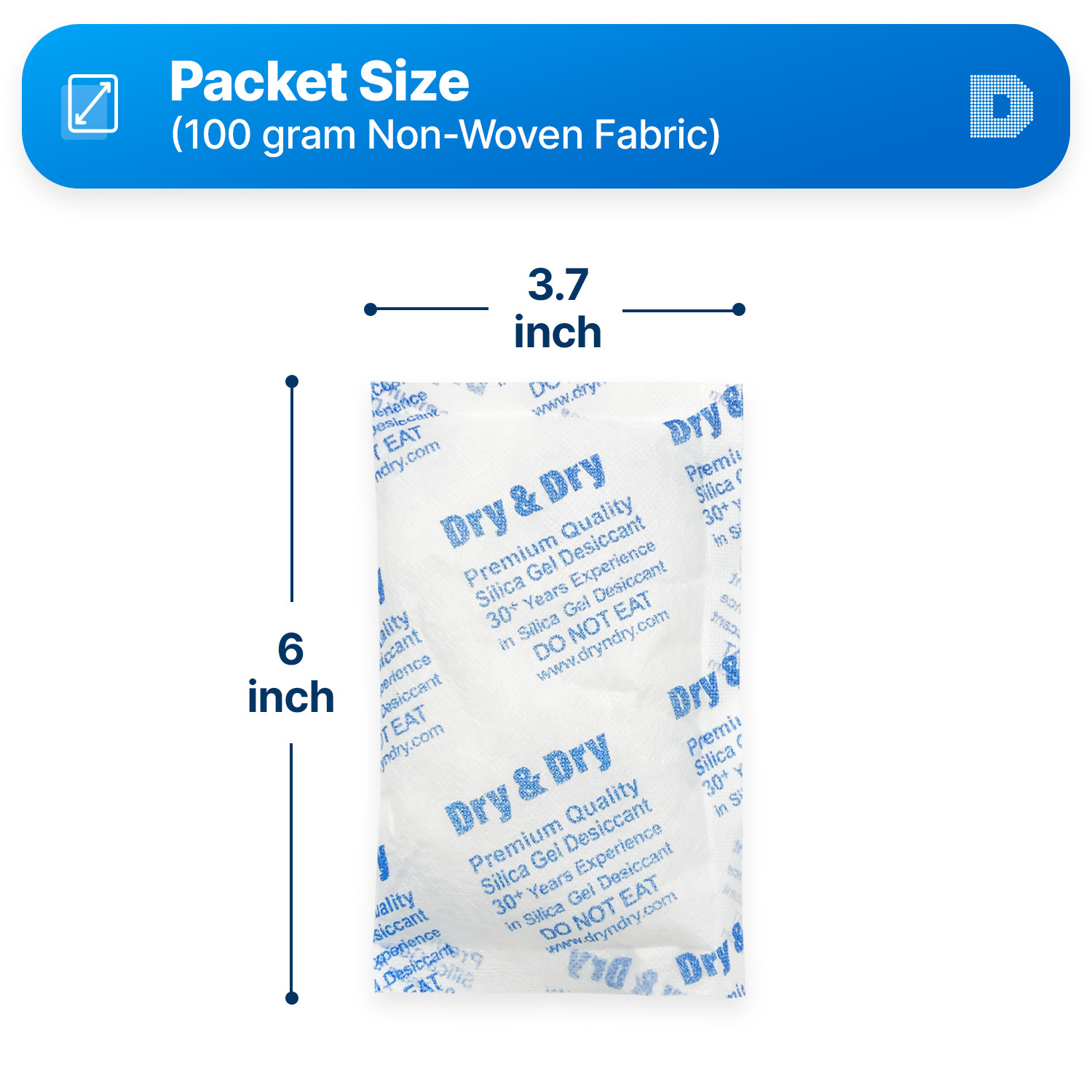 100 gram X 20 PK “Dry & Dry”High Quality Pure Reusable Silica Gel Packets