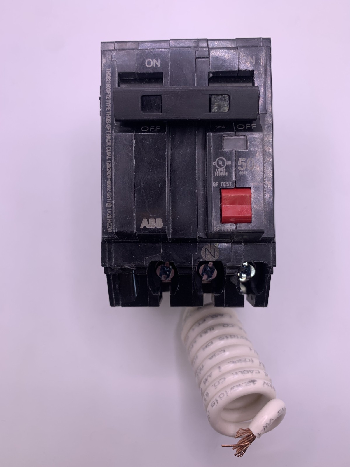GE THQB2150GFT2 Miniature Circuit Breaker 2 Pole, 50A GFCI, 10kA @ 120/240VAC