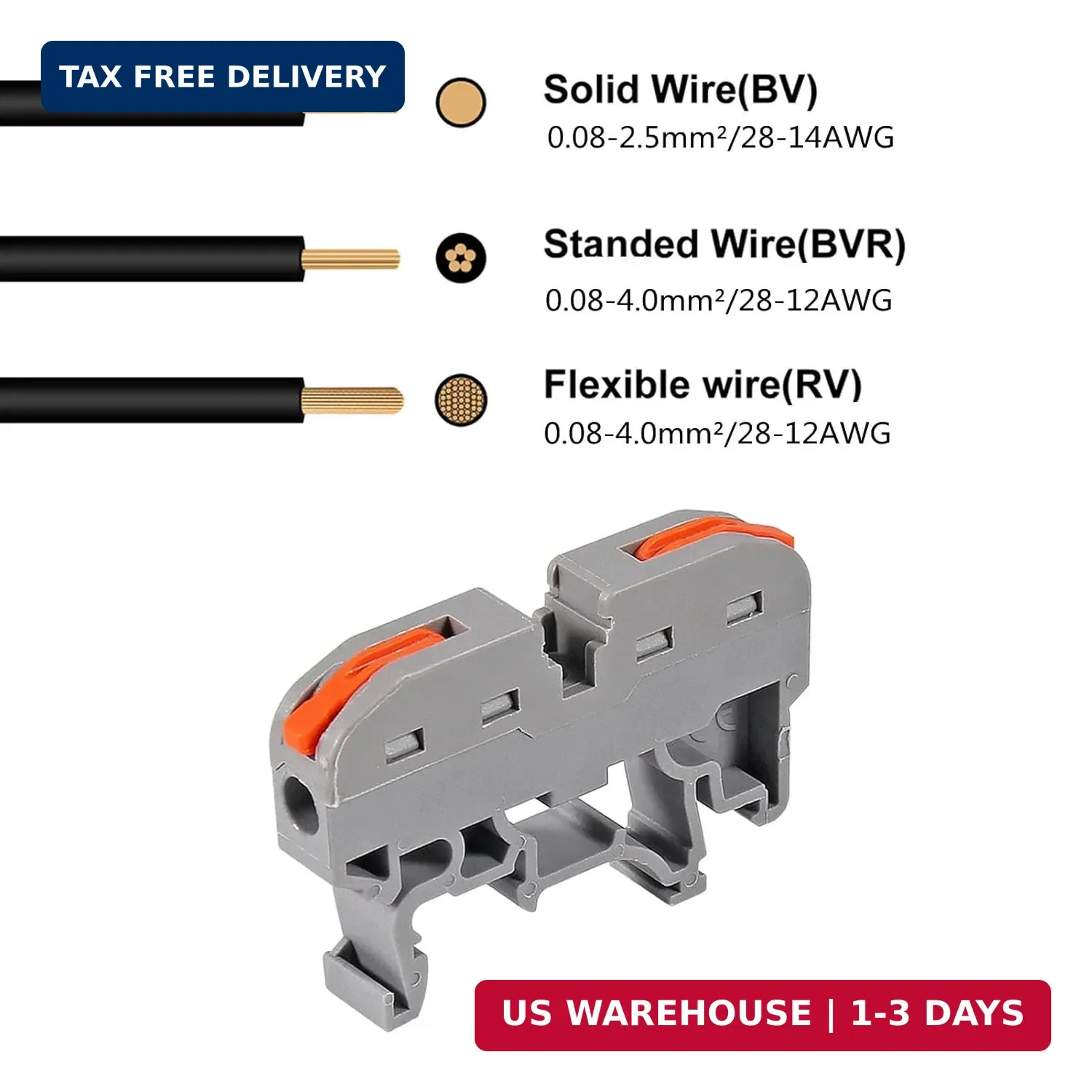 DIN Rail Terminal Blocks Kit, 30PCS Universal Compact Wire Wiring Connector with