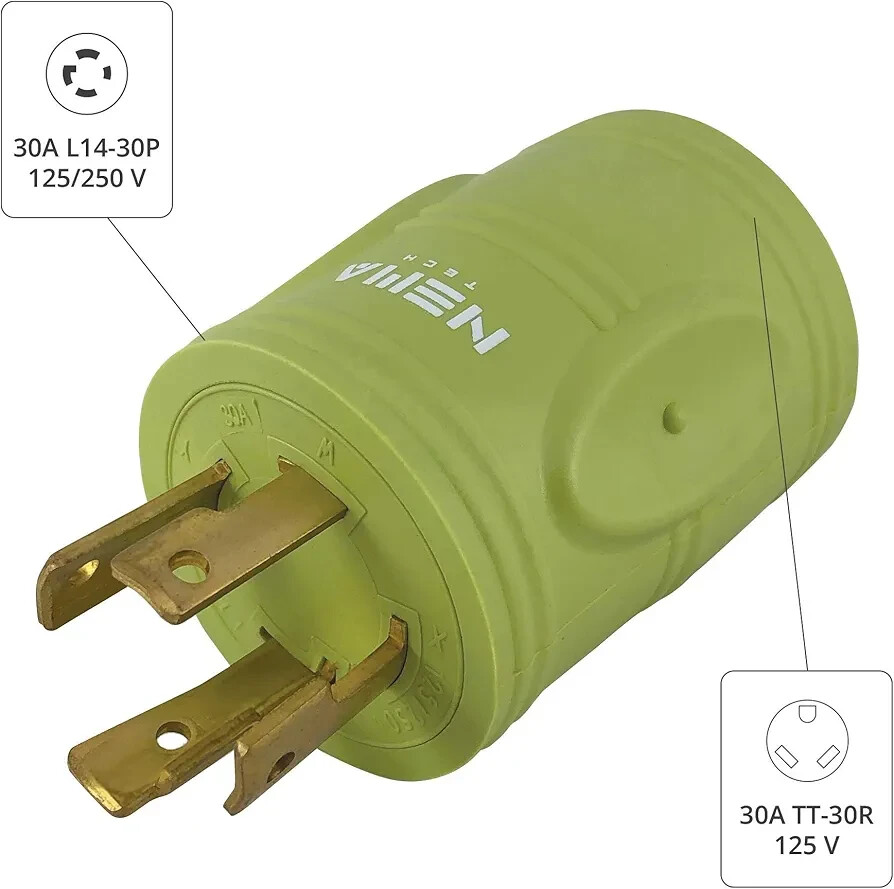 You get 2NEMA L14-30P to TT 30R 30 Amp RV Generator Adapter 4 Prong 30A L14-30P