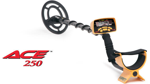 Garrett Ace 250 Metal Detector + Waterproof Coil + Camo Finds Pouch