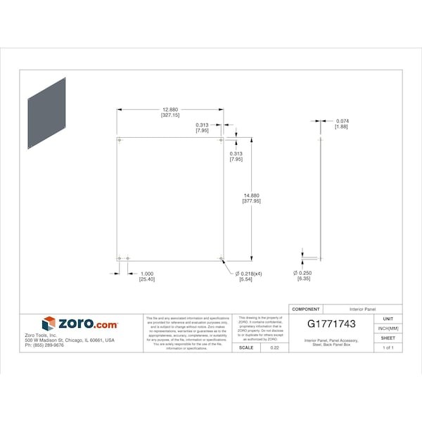 Wiegmann P1614 Interior Panel, Steel, Back Panel Box Type