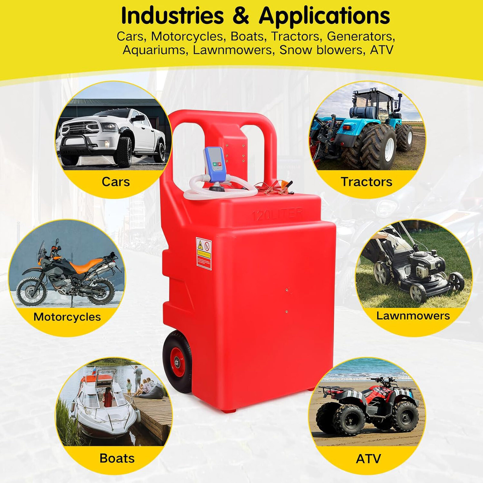 Automatic Fuel Transfer Pump with 32 Gallon Portable Fuel Caddy Tank Red