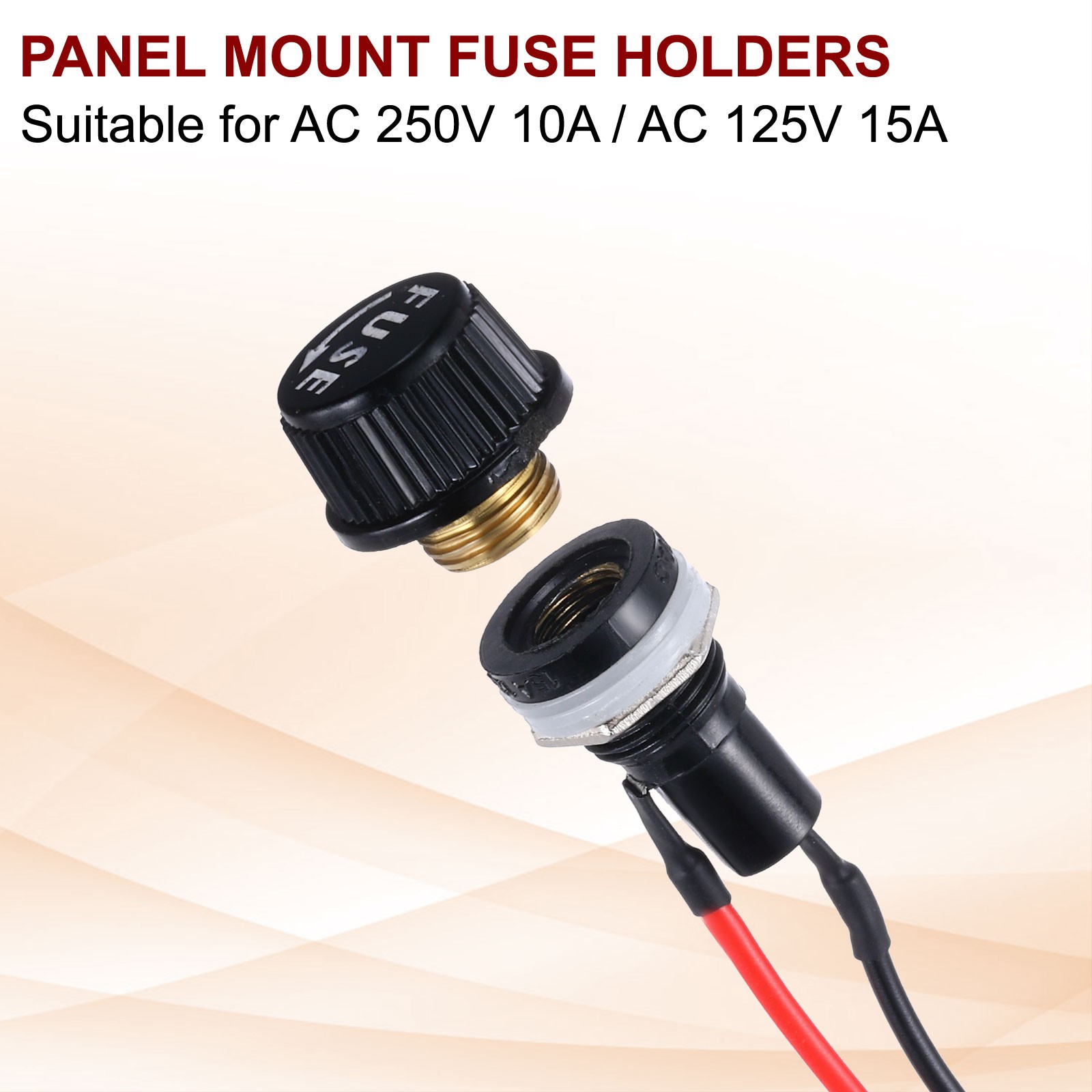 5 Pcs Panel Mount Fuse Holder 5x20mm AC 250V 10A Screw Cap Fuse Holders
