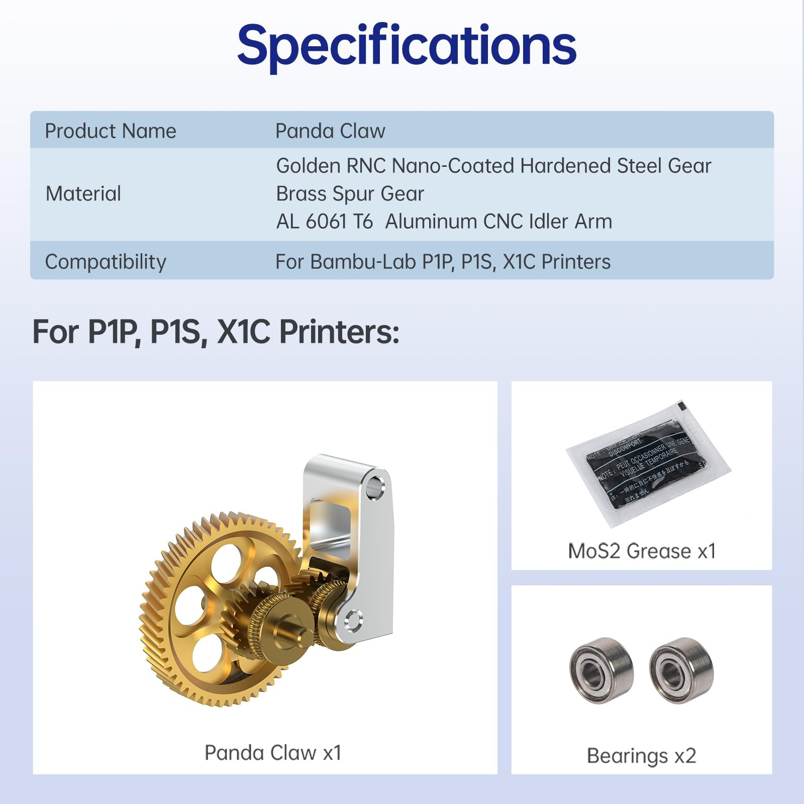 BIQU Panda Claw Upgraded Extruder Brass Gear Compatible with Bambu-Lab…