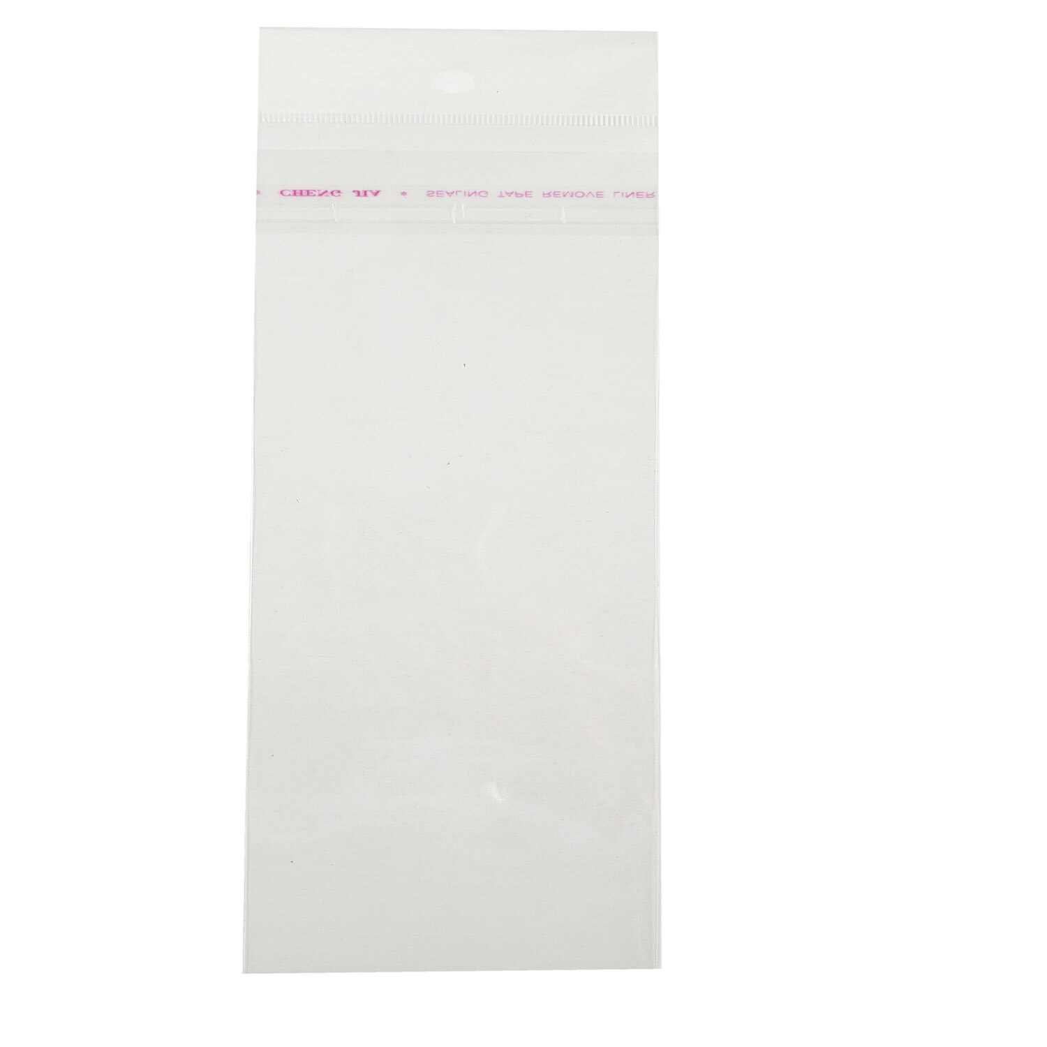 100 pcs Transparent OPP Bag w/Hang Hole Self Adhesive Seal upper side opp bags