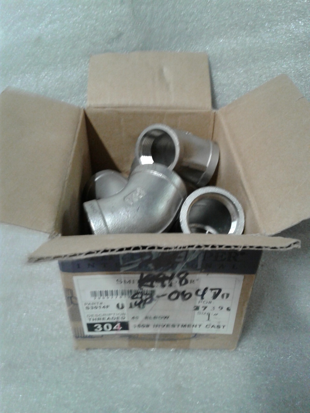 Qty 10 Smith-Cooper 45 Degree Threaded Elbow 304 Stainless 1″ 150# Cast S3014F