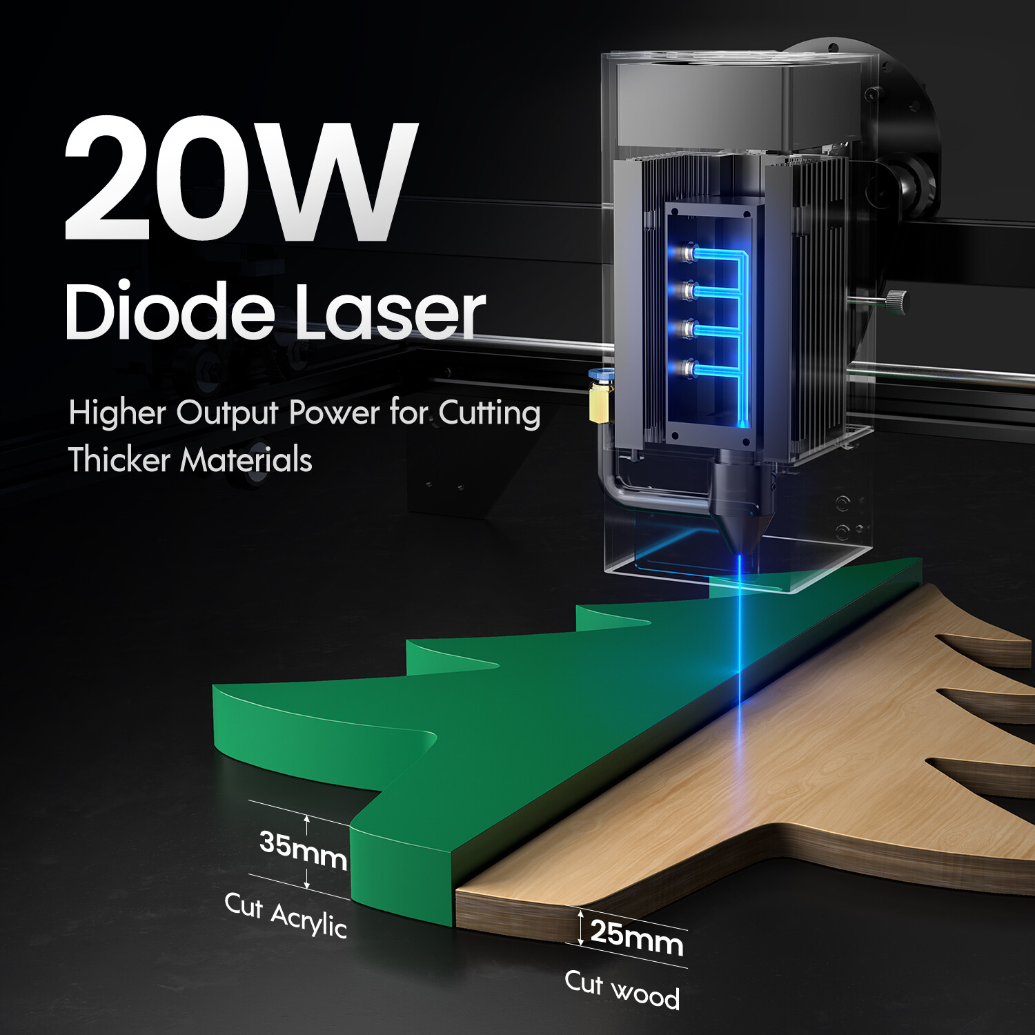 Longer RAY5 20W Laser Engraver Machine Built-in 3.5″ Touch Screen DIY Tool NEW