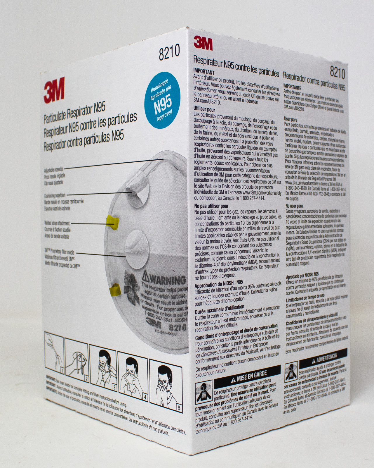3M 8210 N95 Particulate Respirator NIOSH Approved Face Mask