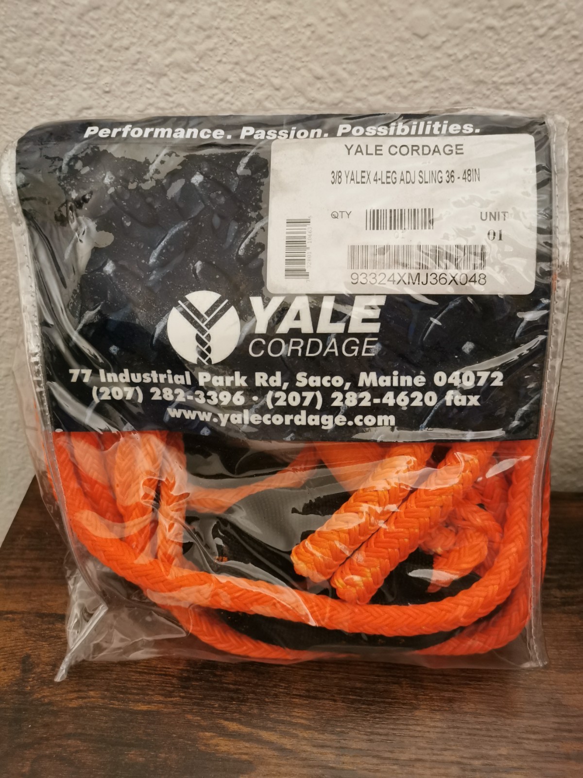 NEW Yale Cordage 3/8″ 4-Leg Adjustable Transformer Sling – 36–48″ – 4,220 lb WLL