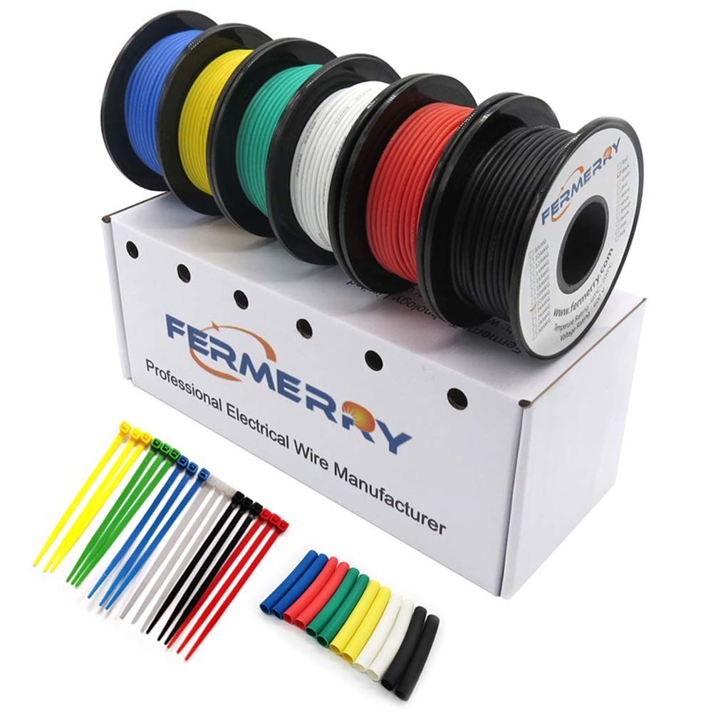 14 AWG Stranded Wire Spool 10ft Each 6 Colors | Flexible 14 Gauge Silicone Hook