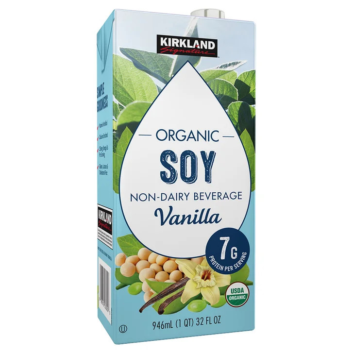 Kirkland Organic Soy Beverage Vanilla 32 fl oz 12-Pack Costco Non-Dairy
