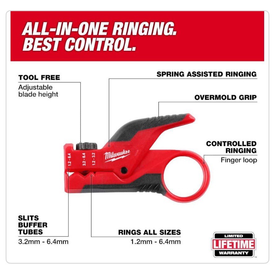 Milwaukee 48-22-3014, Buffer Tube Ringer and Slitter for Fiber Optic Cables