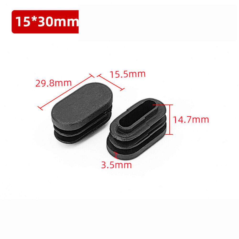 Oval Plastic Pipe Tube Insert Plugs Bungs Furniture End Caps Black Grey White