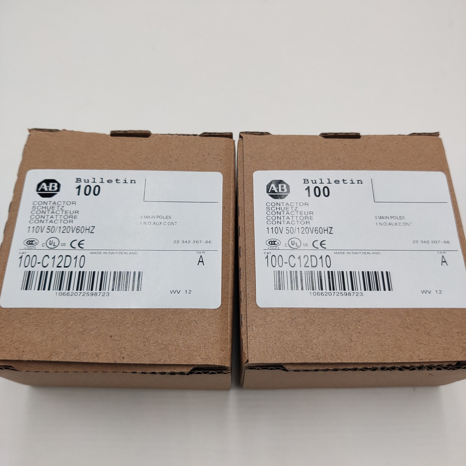 AB 100-C12D10 110/120V AC IEC 12A Contactor AB 100C12D10 NEW 2023
