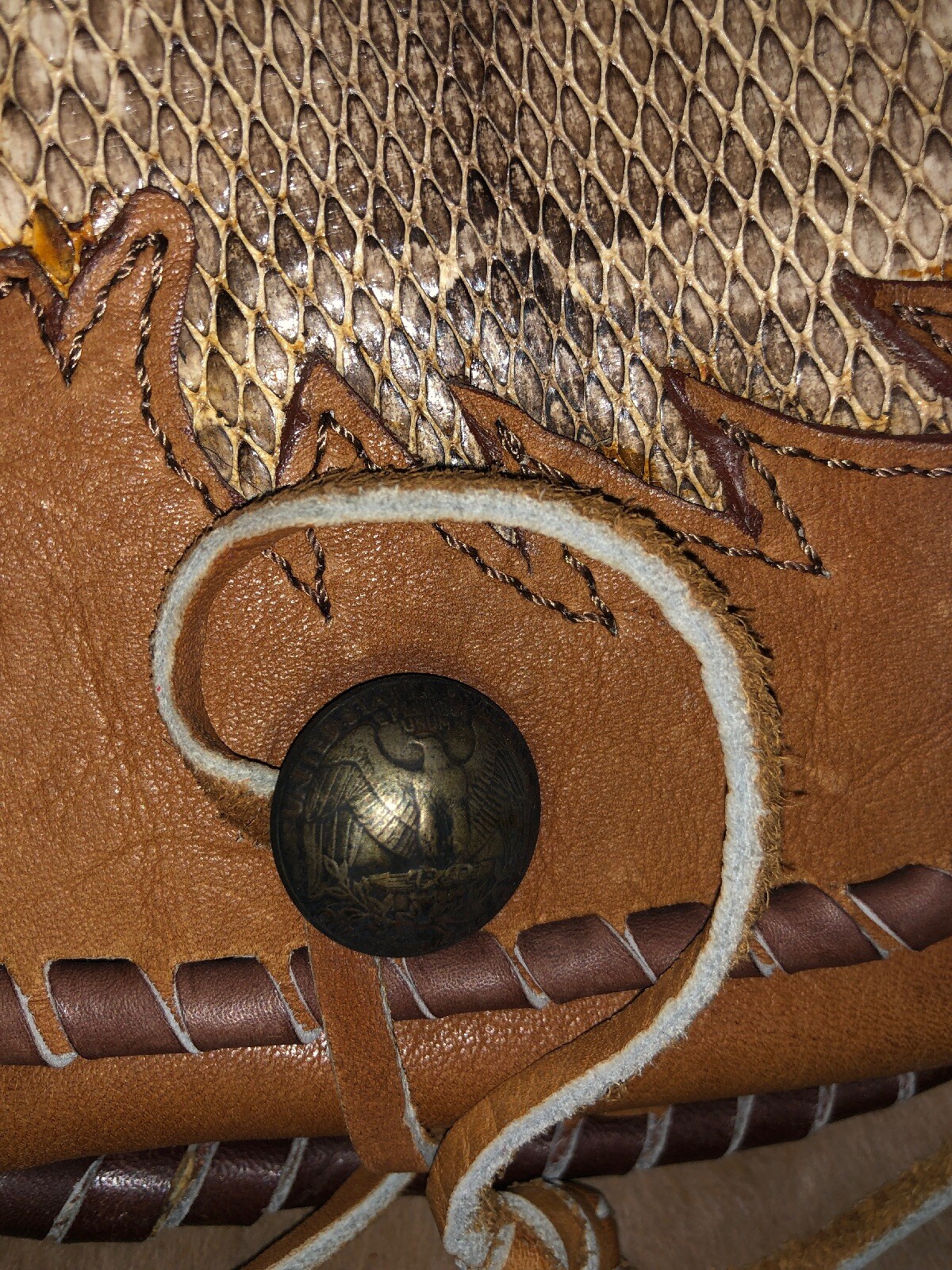 PYTHON SNAKESKIN/LEATHER, SCISSORS, TOOL HAIRDRESSING SHEARS BRUSH COMB BAG