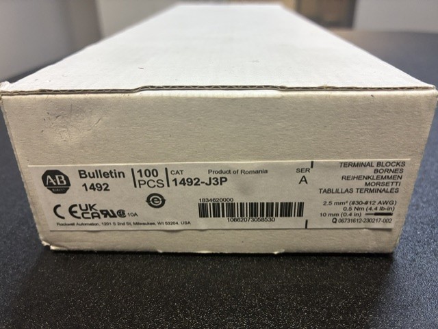 1492-J3P, Allen Bradley, Terminal Block, 20A, 600V AC/D New Box of 100PCS