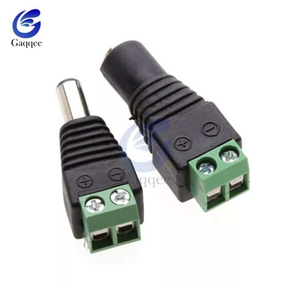 2pcs 5.5mm x 2.1mm Female Male DC Power Plug Jack Socket Adapter for LED Strips