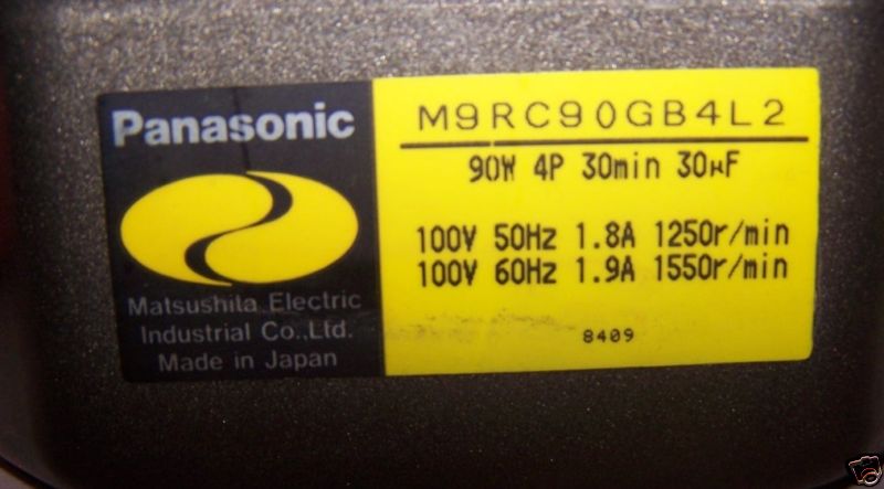 PANASONIC AC SERVO MOTOR GEARMOTOR M9RC90GB4L2 WITH GEARHEAD M9GC3.6B7 90 W 4P