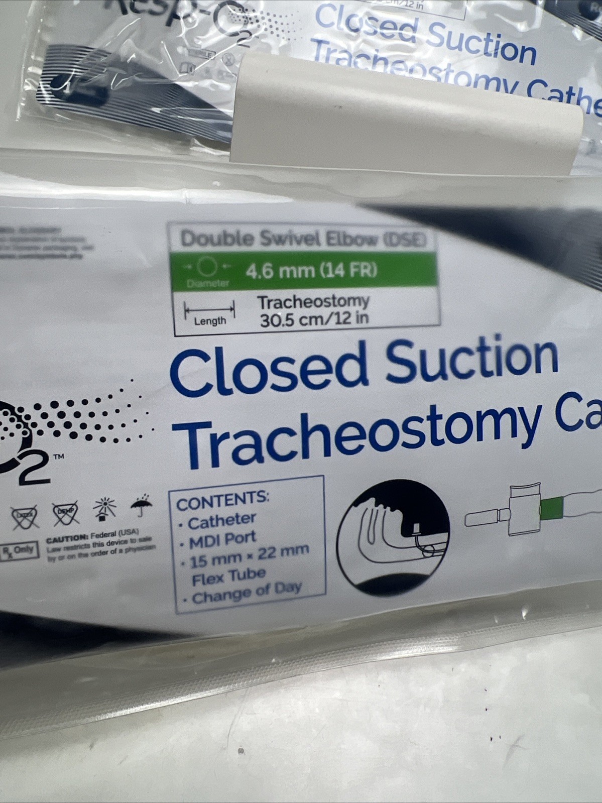 2 Pack Dynarex Resp-02 Closed Suction Tracheostomy Catheter 14 FR No.31012