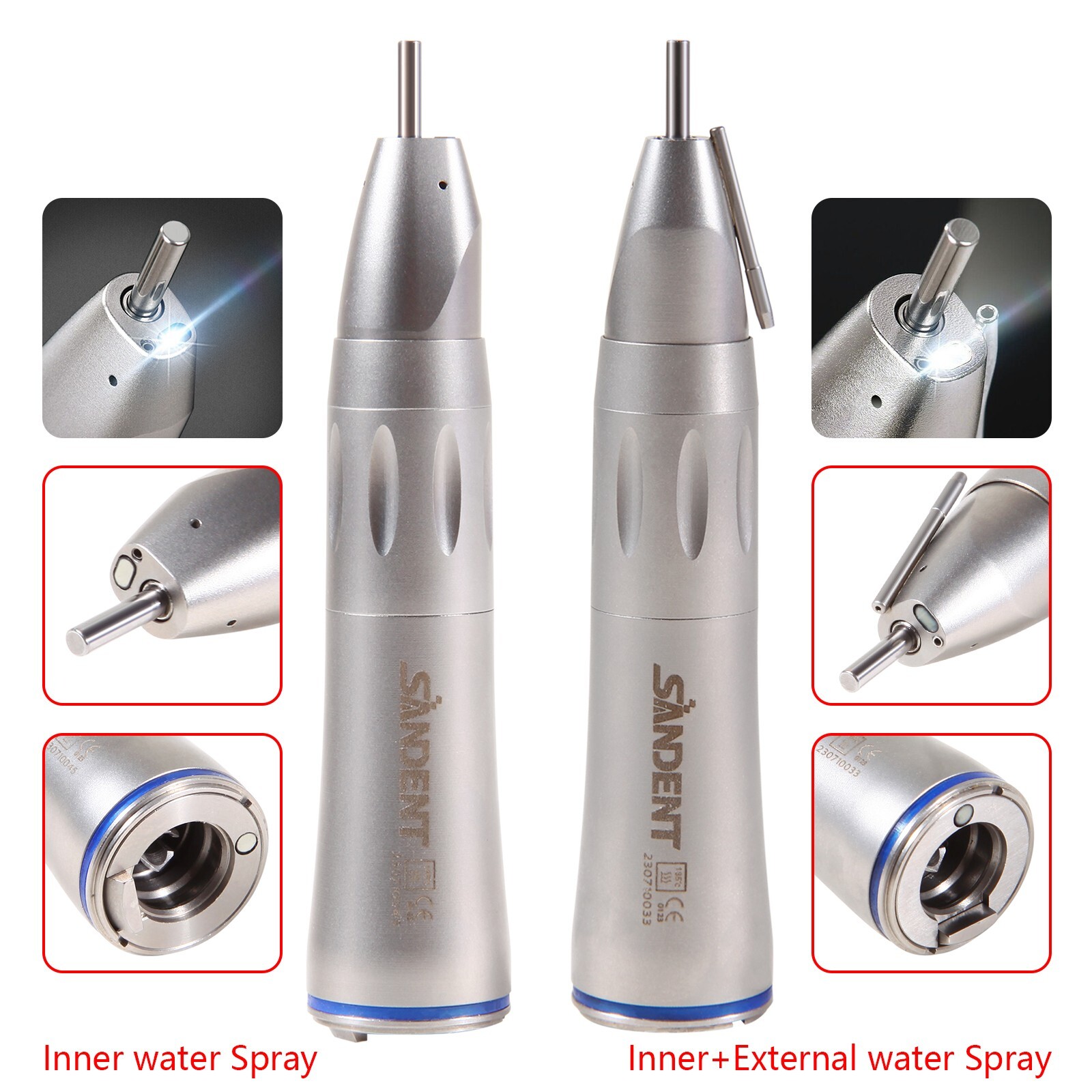 Dental 1:1 LED Optic surgical Straight Inner External Spray Handpiece NSK Style