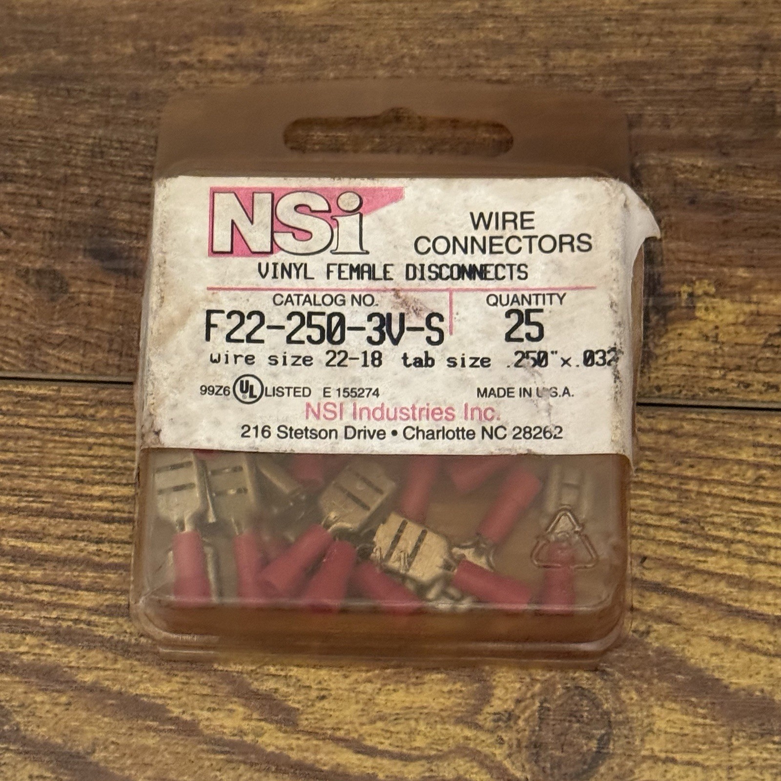 NSI Industries F22-250-3V-S .250x.032 Vinyl Female Disconnects 24 USA Vintage