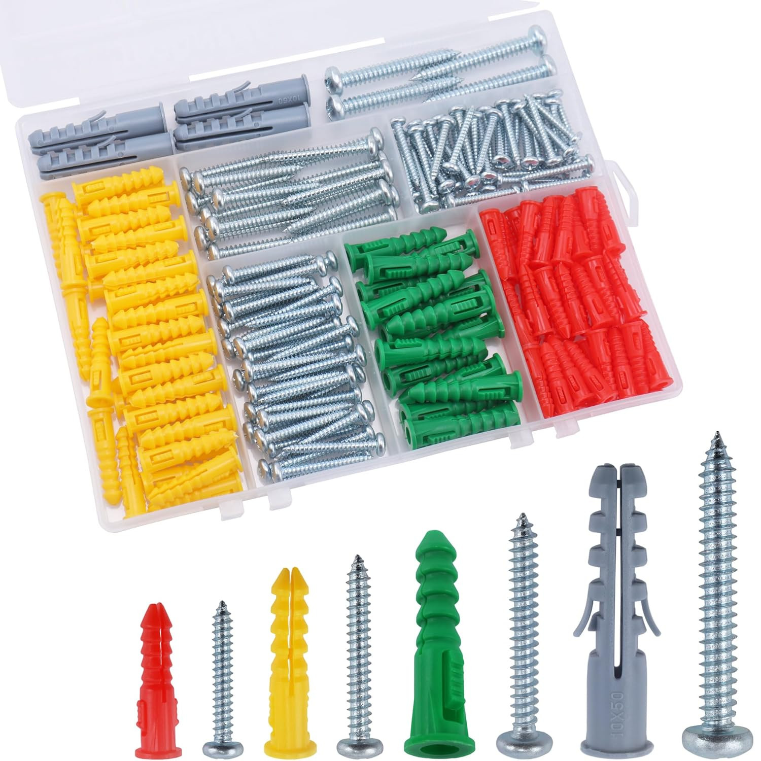 208PCS Drywall Anchors and Screws Assortment Kit, Wall Anchors and Screws Kit, 4