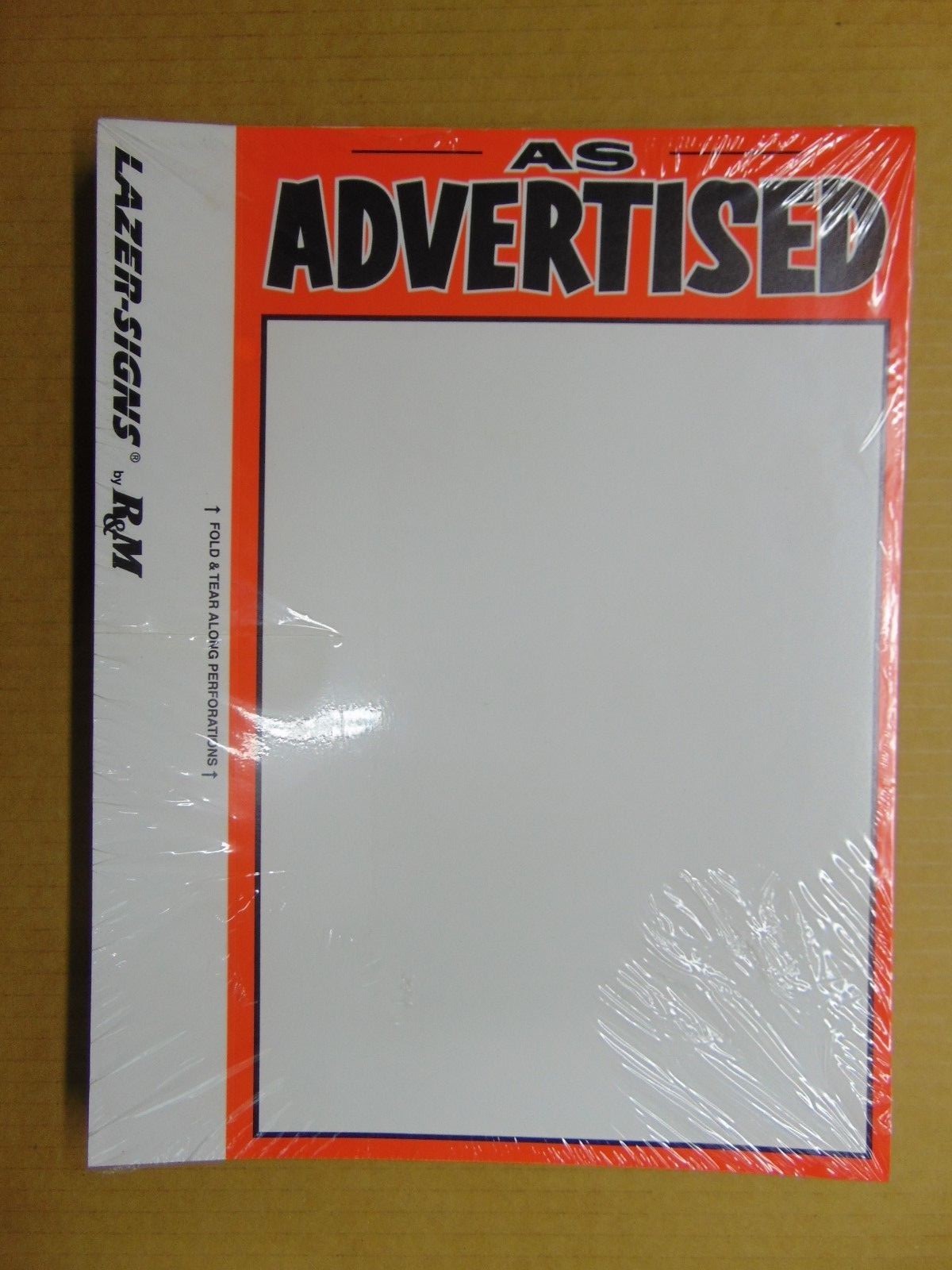 (CASE OF 18) – 100 Blank 7″ x 11″ As Advertised Business Retail Sale Sign Cards