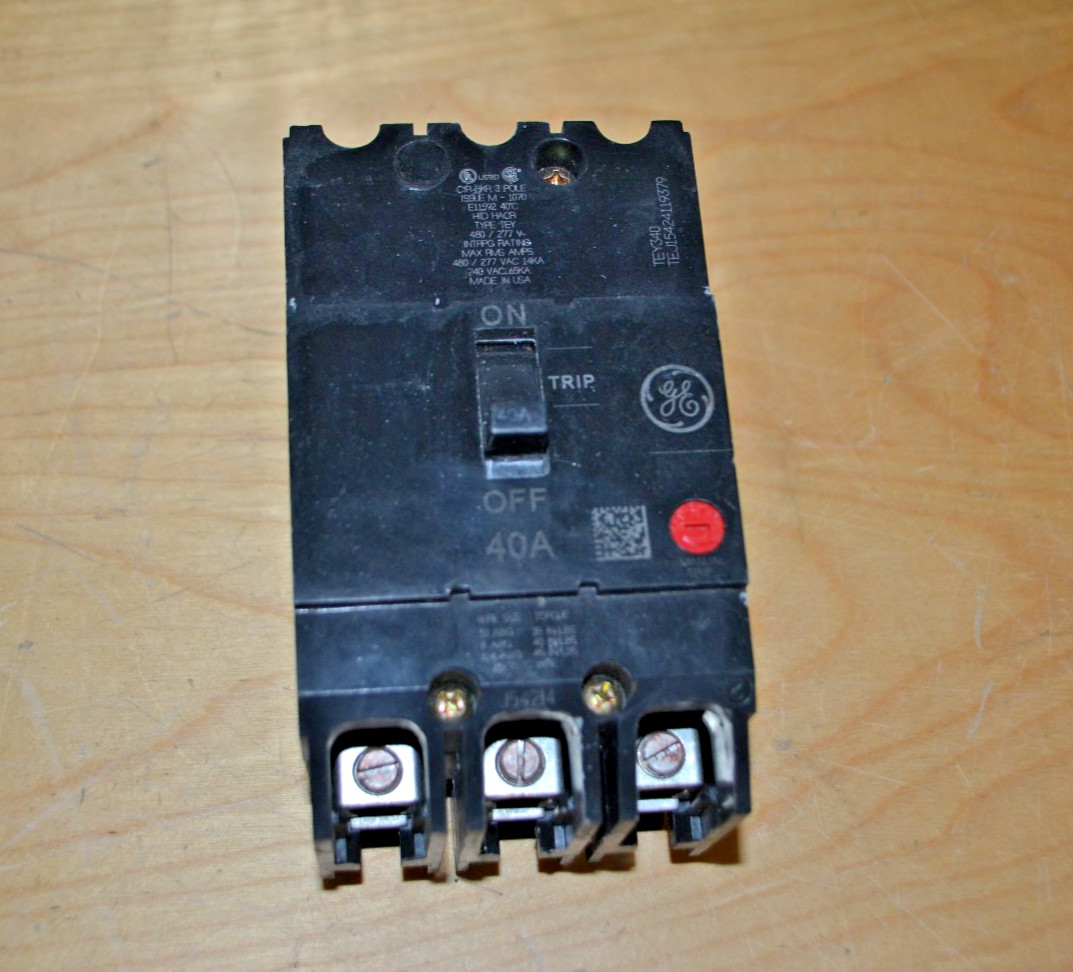 General Electric GE TEY340 Circuit Breaker 3 Pole 40 Amp 277/480 3P 40A Bolt On