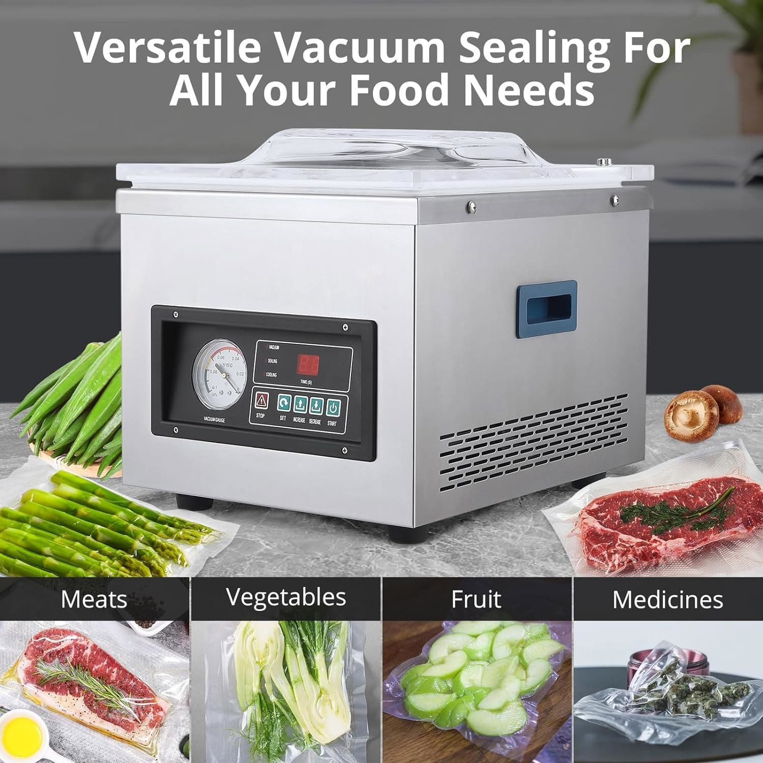 Garvee 12″ Chamber Vacuum Sealer 6.5 m³/h Automatic Stainless Steel Commercial