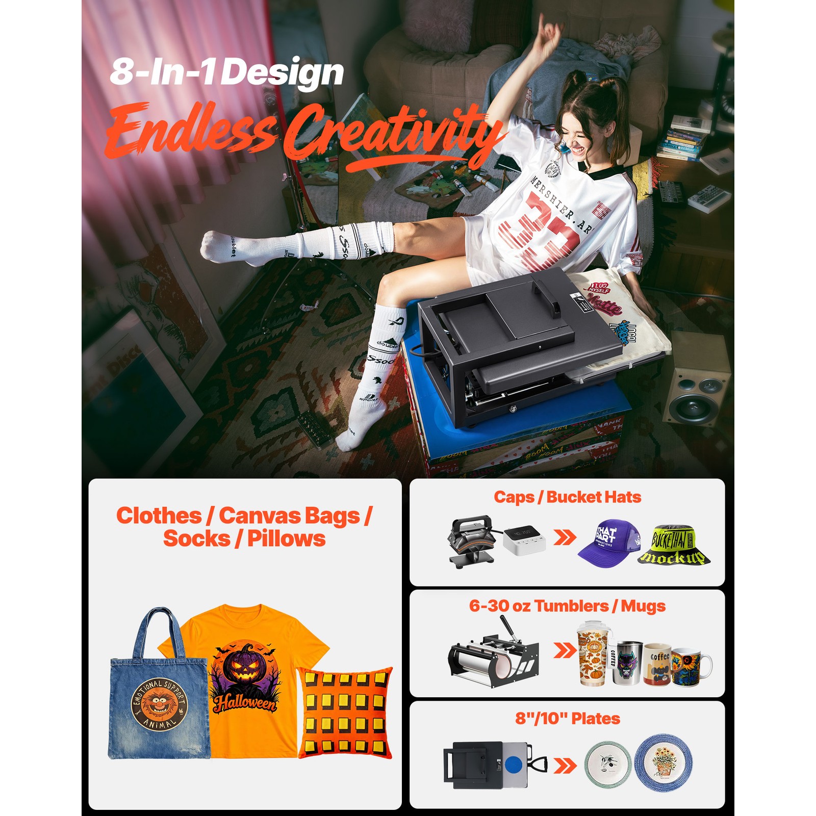 Uimoso 15 x 15 inch 8-in-1 Heat Transfer Machine for T-Shirts and More