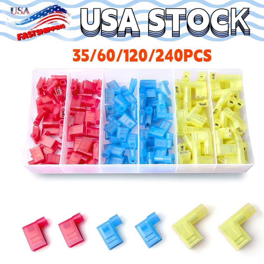 90° Degree Insulated Flag Terminal Connectors Crimp Right Angle 22-10AWG US