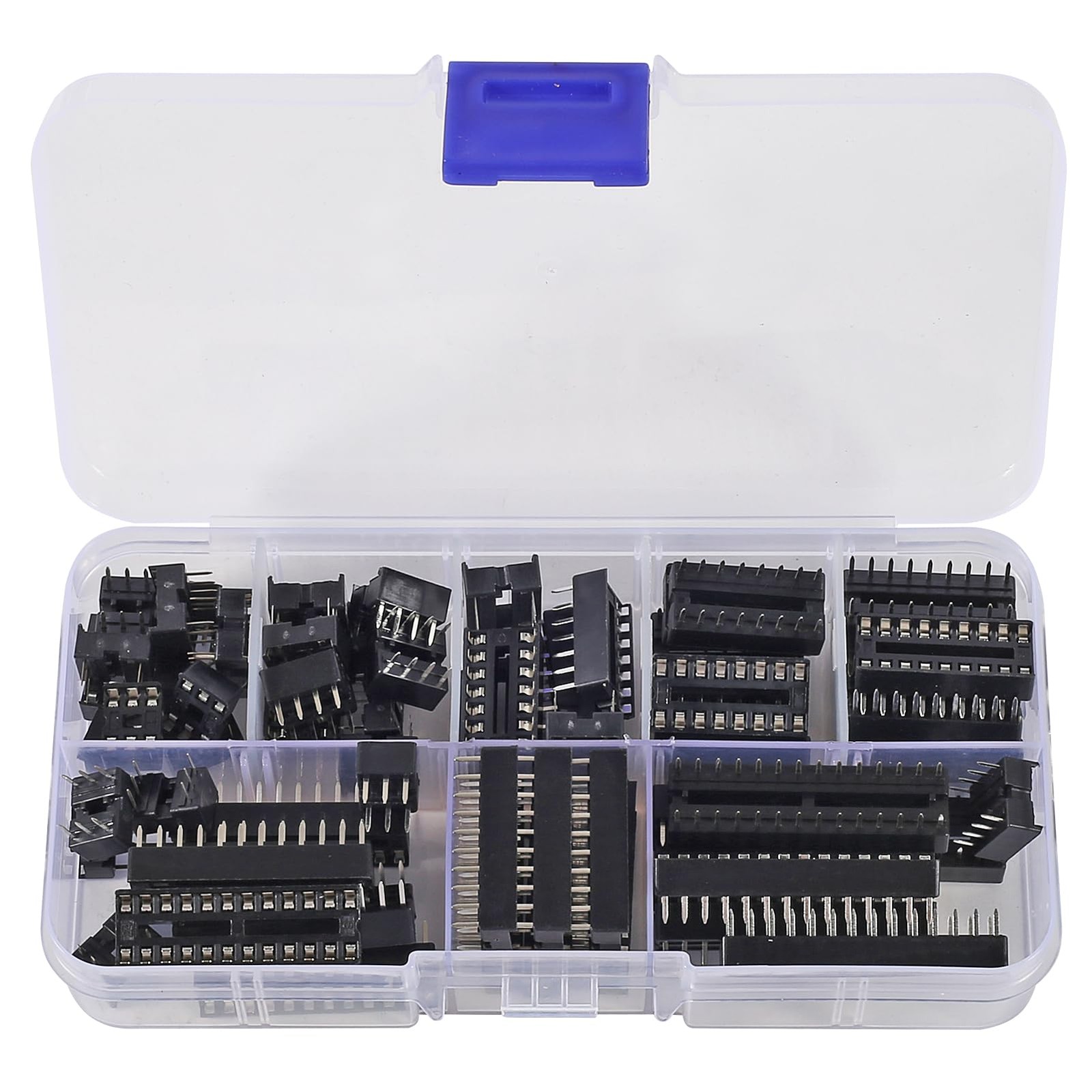 66PCS DIP IC Sockets Adaptor Solder Type Socket Kit 6 8 14 16 18 20 24 28 Pin DI