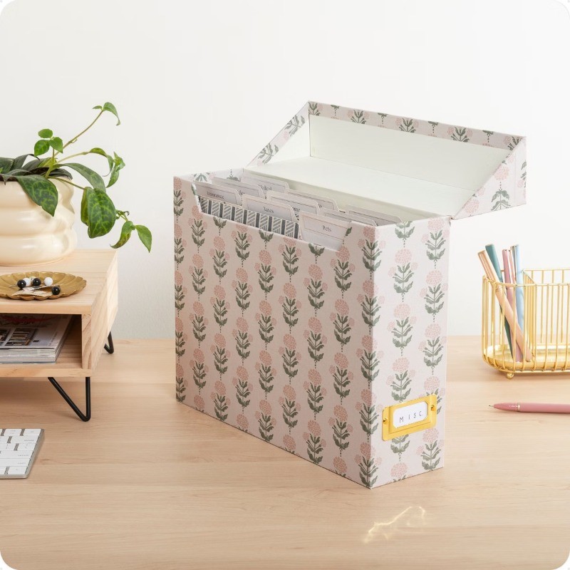 Flip Top File and Storage Box Printed Canvas Handcrafted Haven