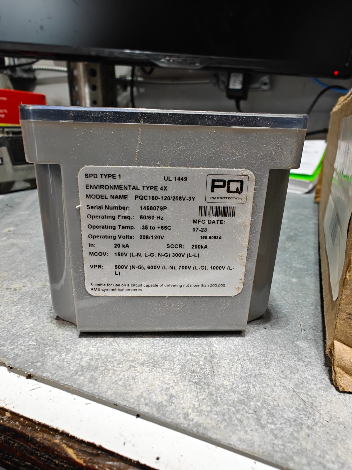 PQ Surge Protection Device (SPD) Model Name PQC160-120/208V-3Y