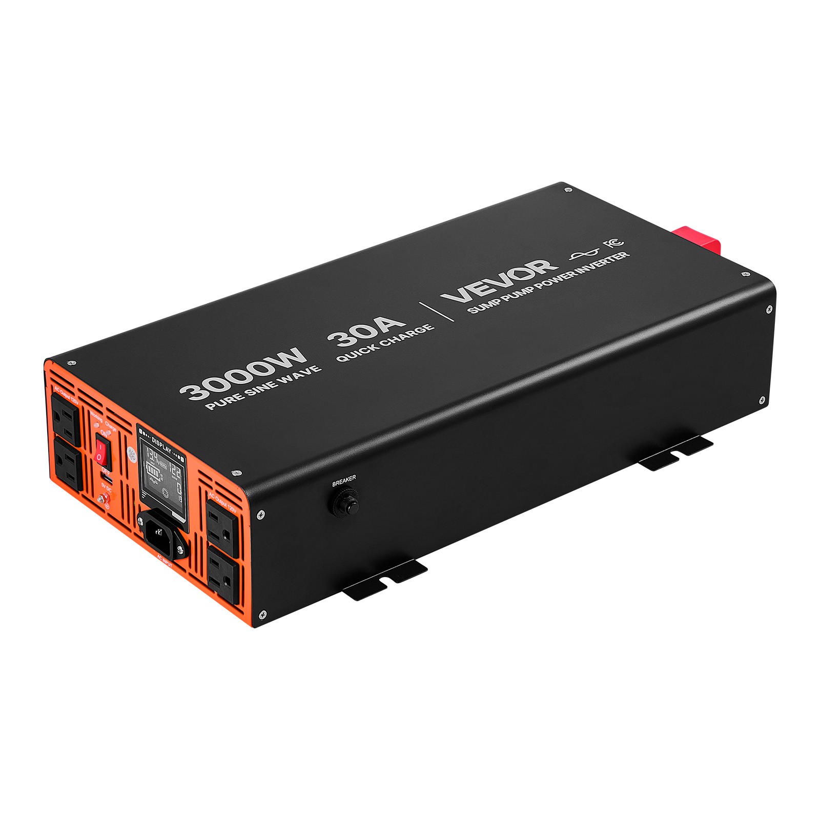 VEVOR 3000W Sump Pump Battery Backup System LCD Pure Sine Wave Power Inverter