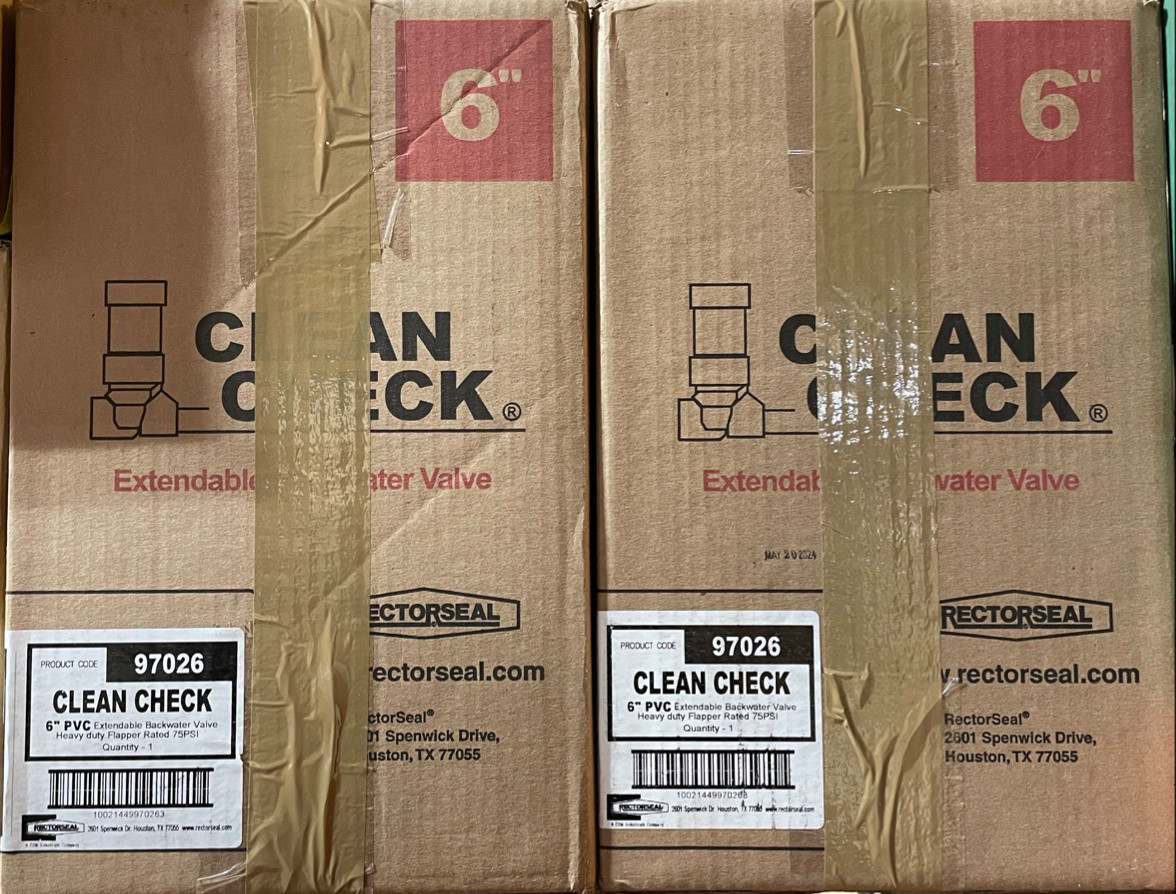 6 inch PVC Clean Check Extendable Backwater Valve RectorSeal 97026 NEW
