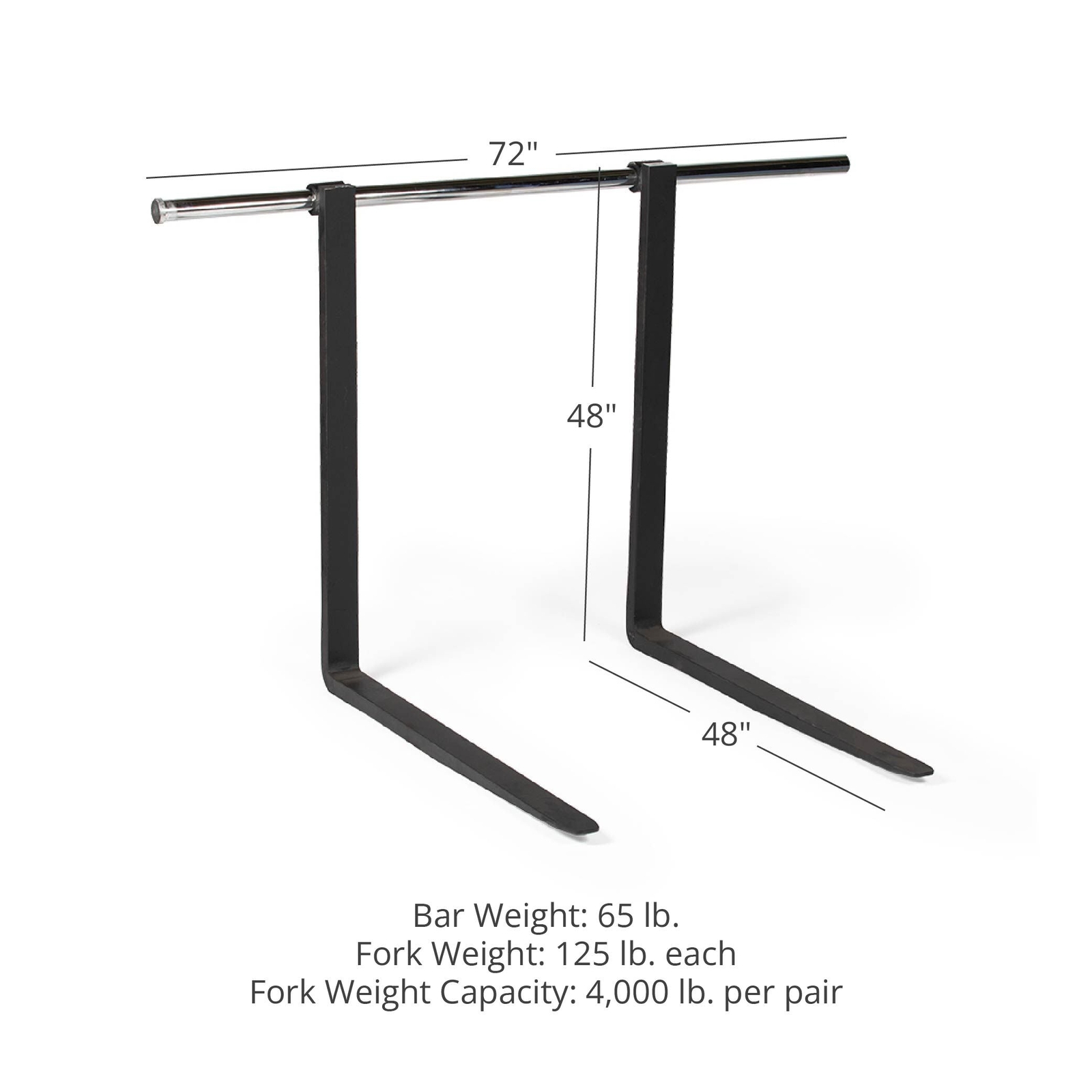 Titan Attachments Over-the-Bucket Fork Kit, 48″ x 48″ Pallet Fork Blades