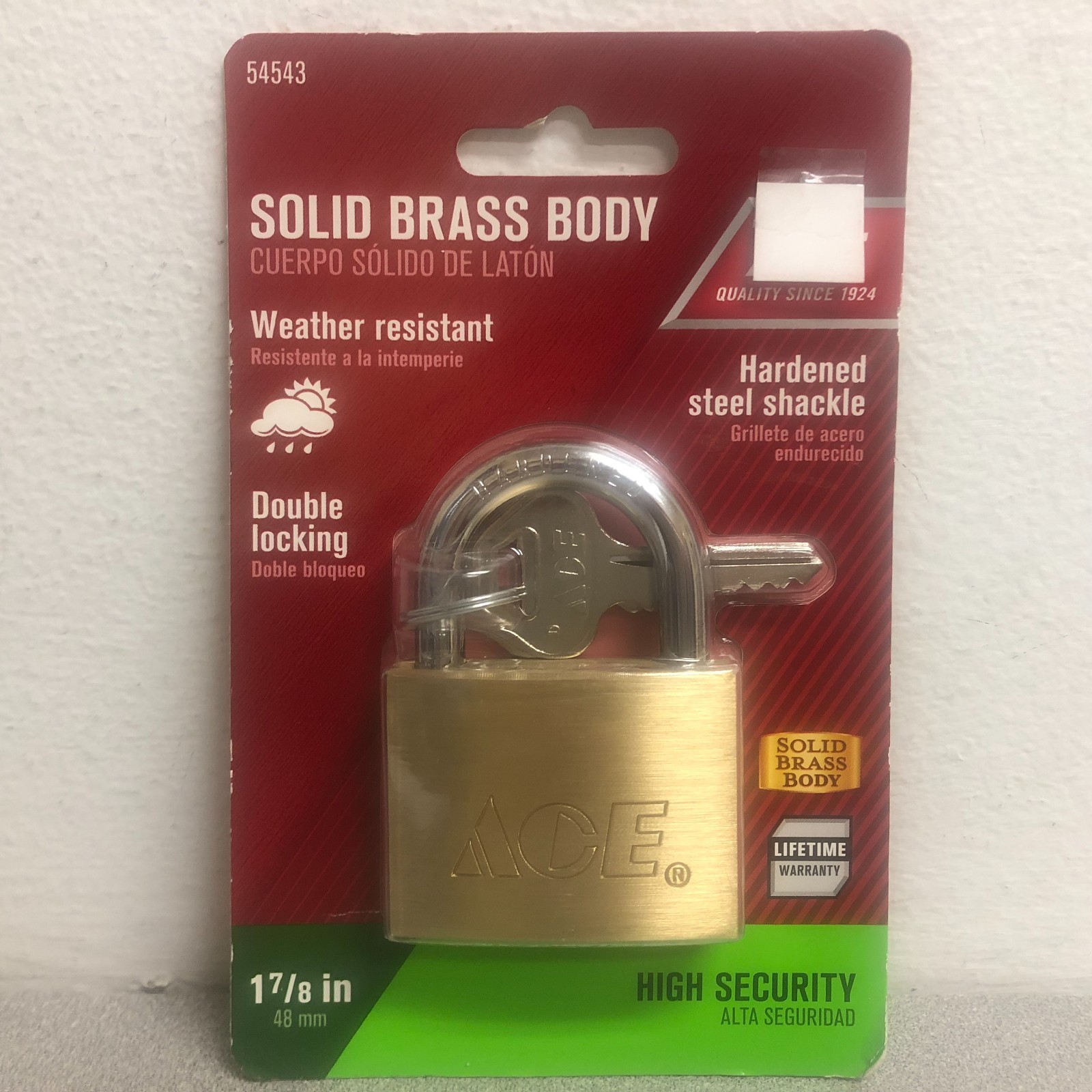Brass Double Locking Padlock 54543 1-7/8 in. W X 2-3/4 in. L