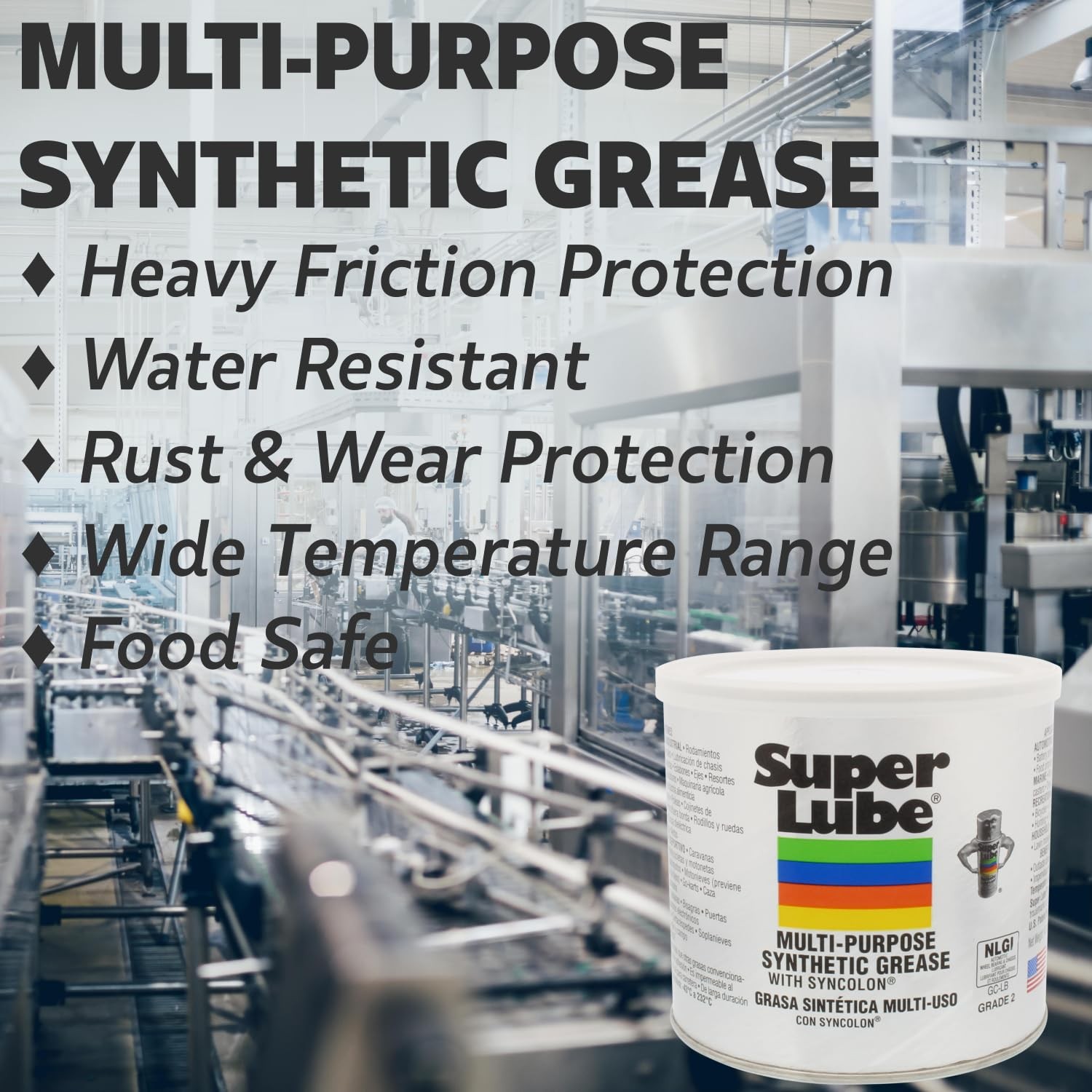 Super Lube 41050 Synthetic Grease (NLGI 2), 5 lb Pail, Translucent White