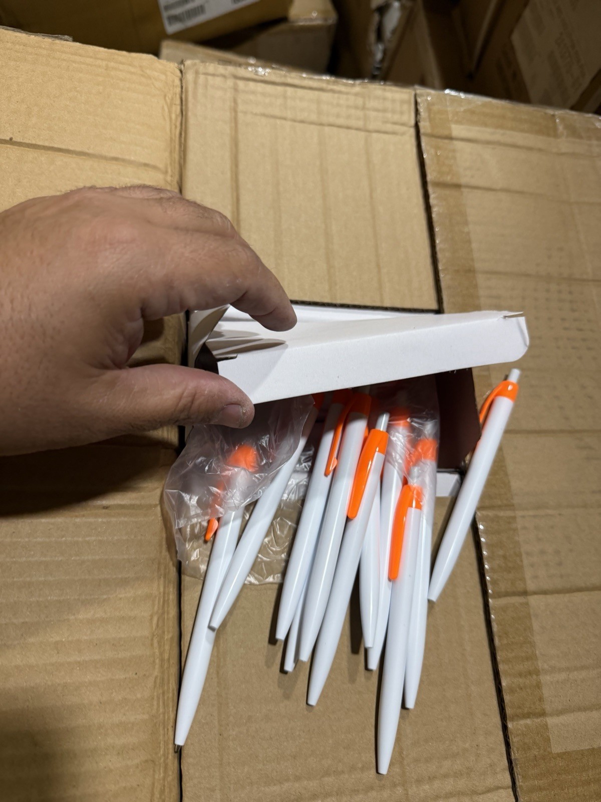 1000 White & Orange Retractable Ballpoint Pens w/ Pocket Clip 11170 tinta negra