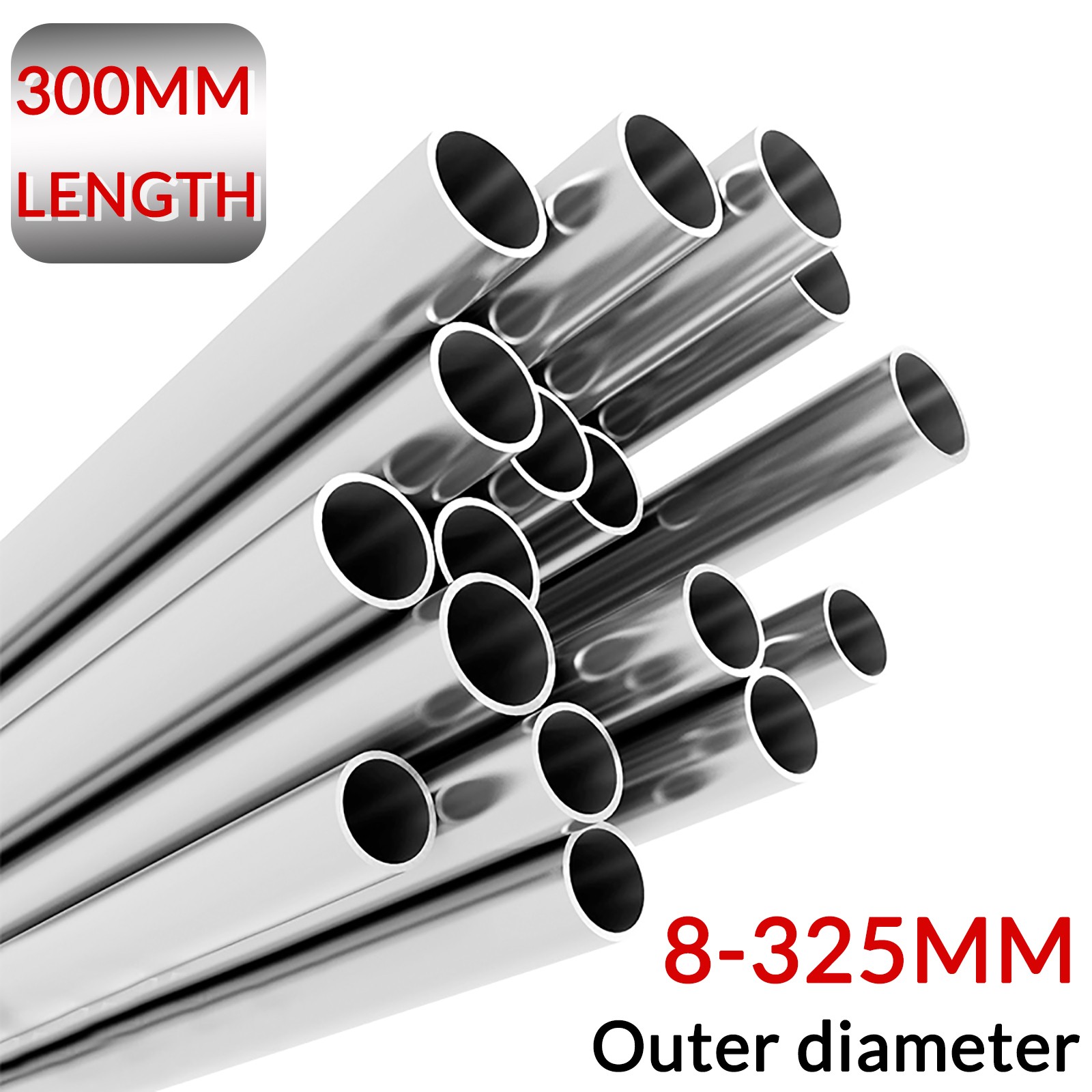 304 stainless steel round tube, railing tube, outer diameter 8mm-325mm,L:300mm