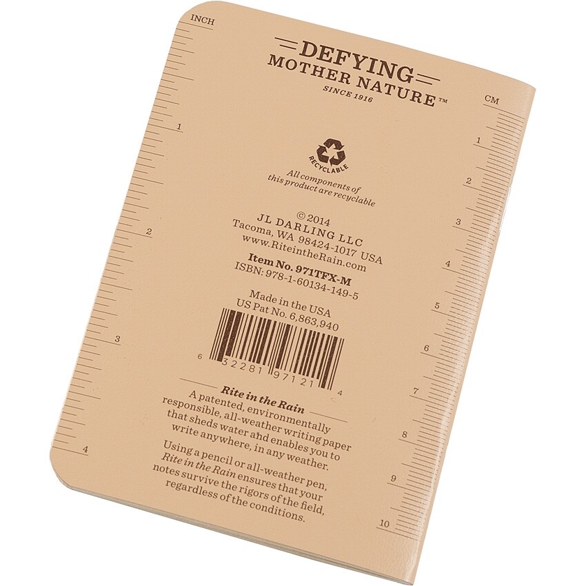 Rite In The Rain Mini Side Stapled Binding Notebook 3 Pack Tan Field-Flex Cover