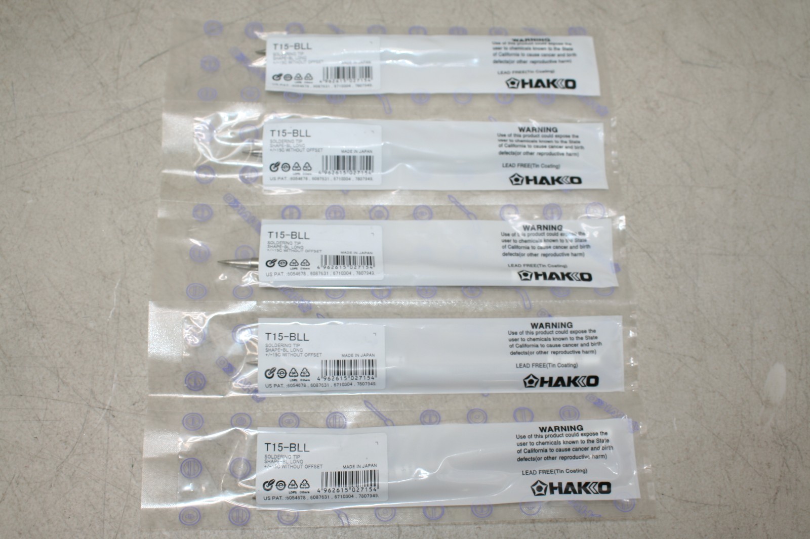 Hakko T15-BLL Soldering Tip, Long Conical, R0.2 mm x 15 mm, T15 Series(Lot of 5)