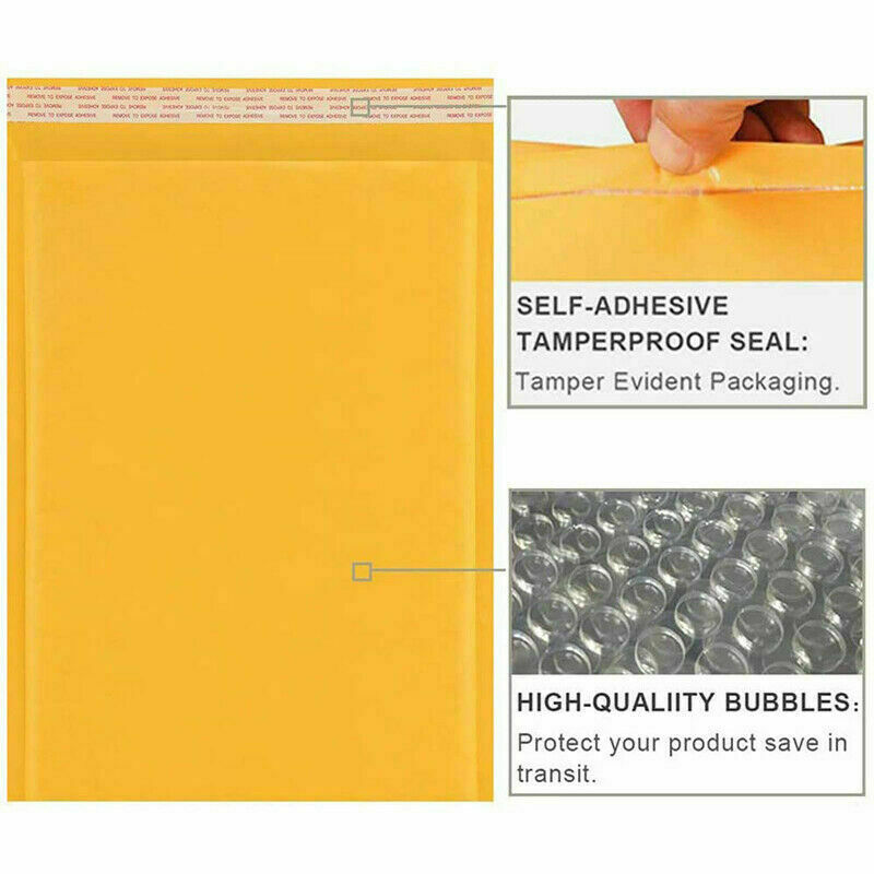 Yellow Kraft Air Bubble Mailer Padded Envelope Size 0 1 2 3 4 5 6 7 00 000 DVD