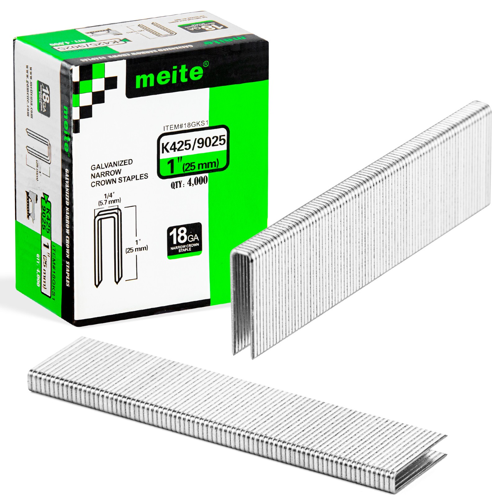 meite 18 Gauge 1/4″ Narrow Crown Staples 1/2″ to 1-1/2″ Length Heavy Duty Staple