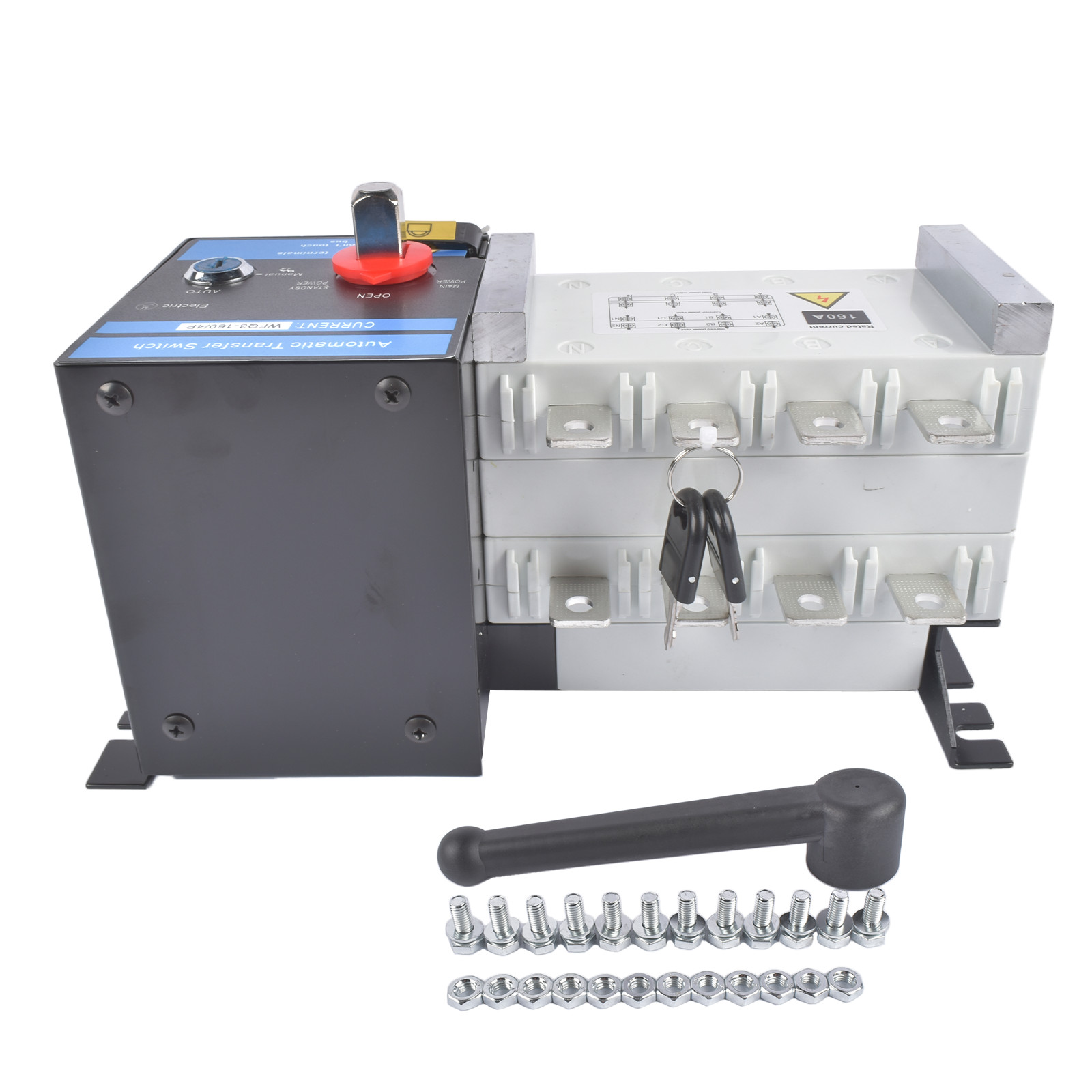Industrial Automatic Transfer Switch 4P 160A 110V / 220V Auto or Manual Mode