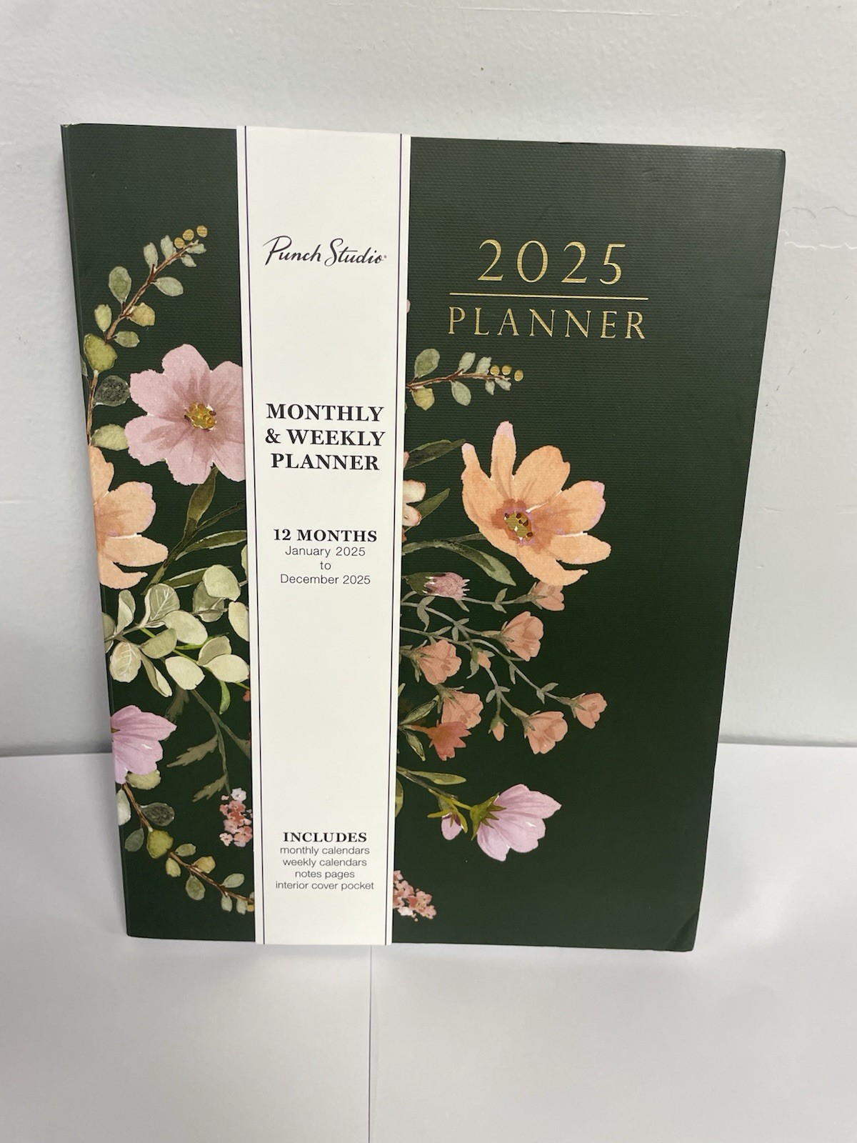 Punch Studio 12 Months Green Floral 2025 Planner Monthly & Weekly Planner