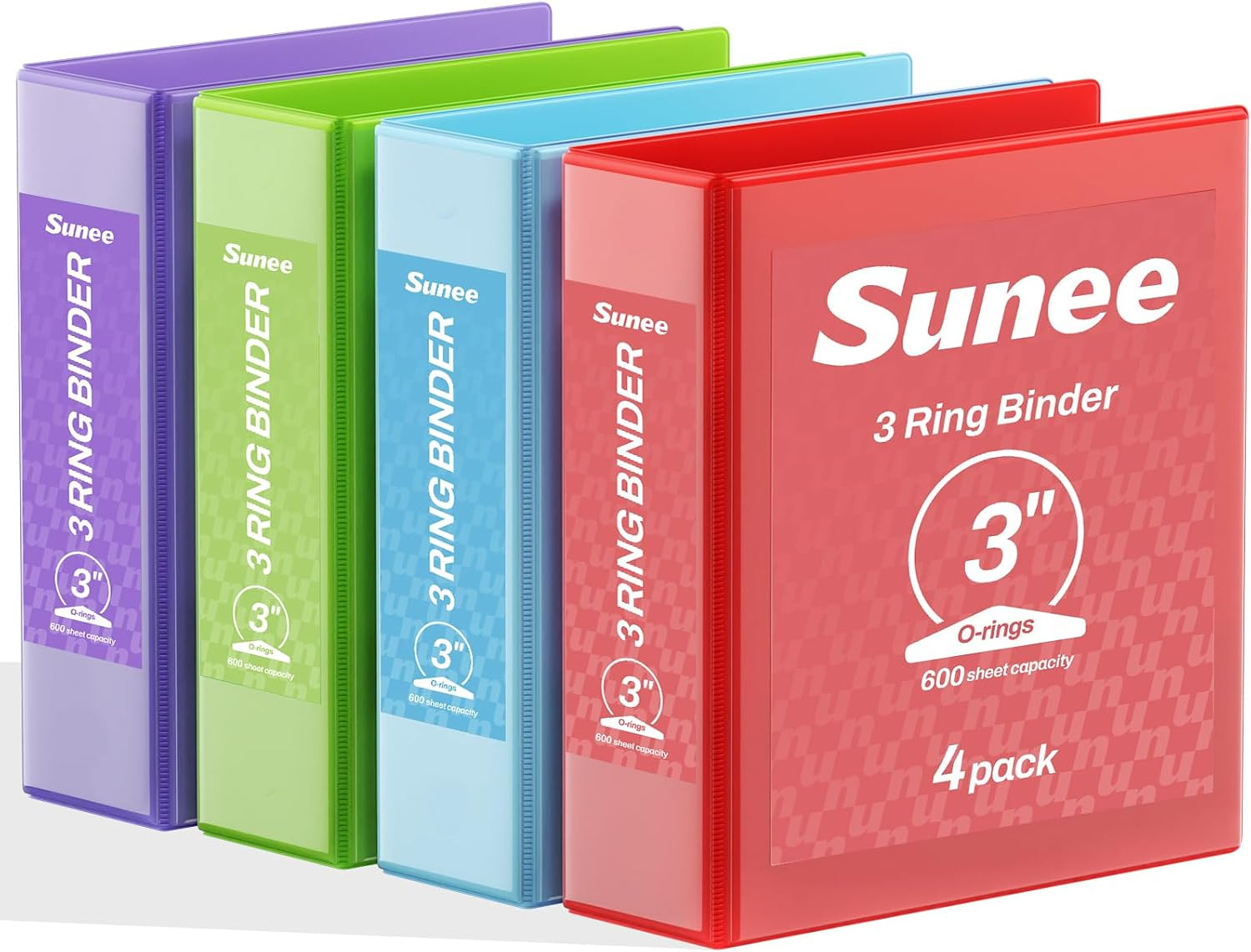 3 Inch Binders 3 Ring 4 Pack, 3″ Large Classic 4-Color Binder Set (8.5X11 Inches