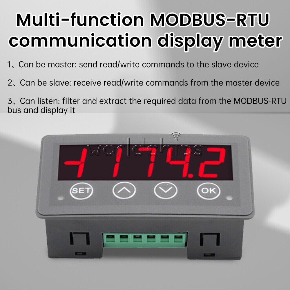 Modbus RTU Communication Display Meter RS485 Master Slave Monitor DC 8-25V New